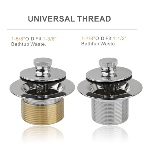 Chrome Polished Bathtub Tub Drain Conversion Kit Assembly, Wellup Lift and Turn Twist Tub Drain Trim Kit with Two-Hole Overflow Faceplate, Chrome Plated - color: Chrome, style: 2 Holes