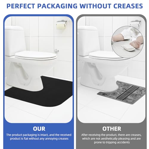 Toilet Rugs U Shaped Washable,Toilet Mats for Bathroom,Snugly Wraps Around Toilet Pedestal(4 Pack, Black) - color: Black