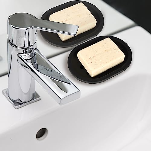 Topsky Soap Dish for Shower, 4pcs Dishes with Drip Tray, Bar Holder with Drain for Kitchen Sink, Keeps Soap Dry, Black - color: Black 4pcs