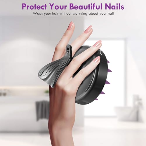 Scalp Massager Shampoo Brush - 4-Pack Scalp Scrubber with Soft Silicone Bristles for Hair Growth & Dandruff Removal & Exfoliator - Ideal for Body Shower & Head Washing for Women Men & Kids - color: Black+purple+black+purple