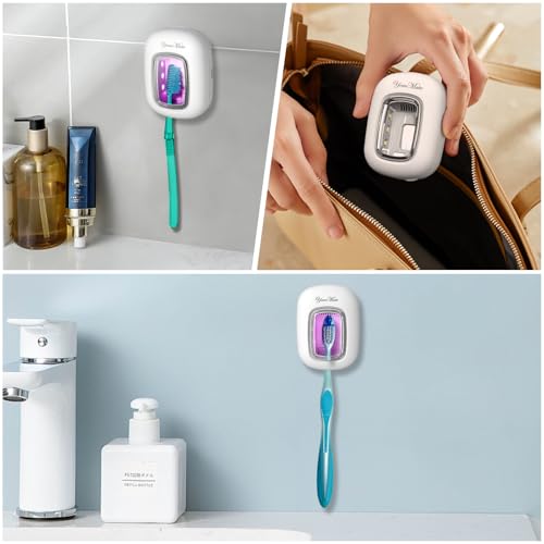 YourMate Rechargerable UVC Toothbrush Sanitizer Case Pro Compatible with Electric Toothbrush Heads/Regular Toothbrushes Travel Toothbrush Covers Case Magnetic Holder for Houshold/Traveling White - color: White