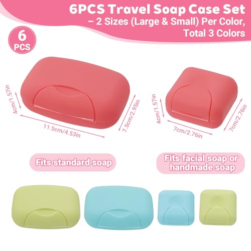 Zoyiancy 6 PCS Travel Soap Case, Portable Plastic Soap Box with Lid, Waterproof Leakproof Soap Dish, Draining Soap Holder for Traveling, Camping, Outdoor, Gym, Bathroom