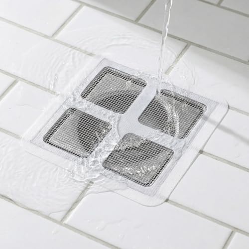 50 Pack Disposable Shower Drain Hair Catcher, Peel-Stick Mesh Covers, 4 in | Fiberglass Mesh Traps Hair, Pet Fur and Debris; Waterproof Adhesive Fits Flat Tub, Sink, Shower and Laundry Drains - size: 50pcs