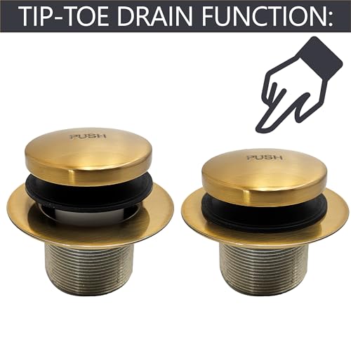 Westbrass A931K-19 Universal 1-3/8" Fine Thread Tip-Toe Bathtub Drain Plug Trim Set with One-Hole Overflow Faceplate and 1-1/2" Adapter Bushing, Champagne Bronze - color: Champagne Bronze