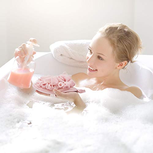Boao 6 Pcs Bath Shower Pouf Sponge Mesh Pouf Shower Ball Exfoliating Body Sponge Pad Scrubber Glove with Flower Bath Ball (Multi-Color) - style: Mesh