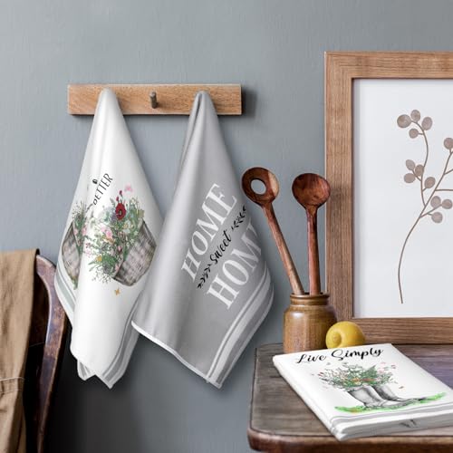 Boyiee Set of 6 Floral Kitchen Towels Wildflower Dish Towels Butterfly Truck Tea Towels 24 x 16 Inches Absorbent Hand Towels Flower Lover Housewarming Gifts for Farmhouse Kitchen Bathroom Decorations - color: Wild Flowers