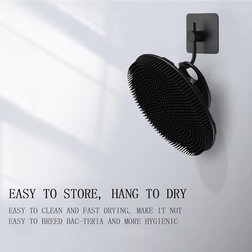 INNERNEED Food-Grade Soft Silicone Body Scrubber Shower Brush Handheld Cleansing Skin Brush, with PP Shower Brush for Exfoliating, Cellulite Treatment - color: (Set)pp Blue+silicone Black