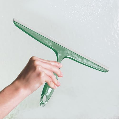 iDesign Bathroom Plastic Shower Squeegee, Clear/Green, Set of 2 | Wall Hook Included - color: Clear/Green, style: Pack of 2