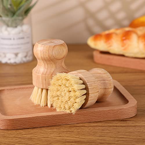 Nuenen 12 Packs Bamboo Dish Scrub Brushes Wooden Scrubbers Set Kitchen Dishwashing Scrubber with Natural Sisal Bristles for Iron Pot Pan Sink(Sisal) - size: Sisal