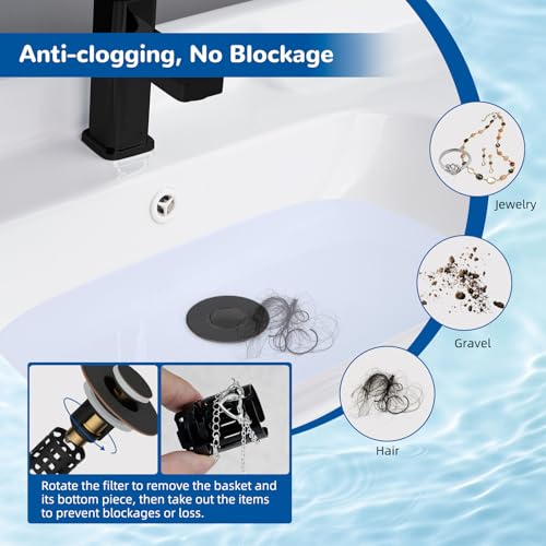 Hibbent Upgraded 3 in 1 Bathroom Sink Drain Strainer, Universal Pop Up Stopper with Removable Stainless Steel Filter Basket Hair Catcher, Sink Plug for 1.1''~2.36'' Basin, Oil-Rubbed Bronze - color: Oil-rubbed Bronze