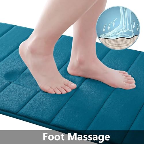 Buganda Memory Foam 3 Pieces Bathroom Rugs Set - Thick Soft Absorbent Bath Mats, Washable Small/Large/Contour Bath Rugs (24" x 16" + 30" x 20" + 24" x 20", Peacock Blue) - color: Peacock Blue, size: 24" X 16" + 30" X 20" + 24" X 20"