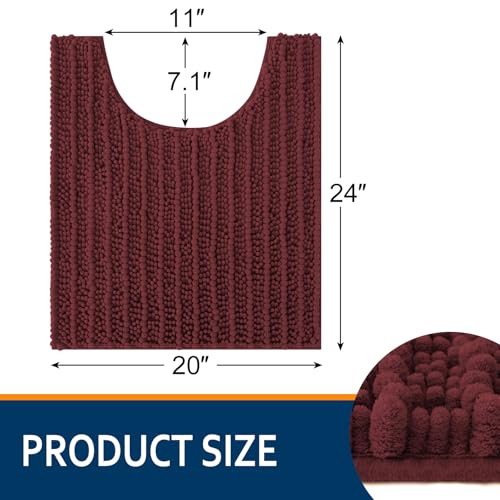 Smiry Bathroom Toilet Rugs U Shaped 24x20, Extra Soft Absorbent Non Slip Rubber Backing Chenille Contour Bath Rugs for Toilet, Machine Washable Contoured Bath Mats, Caramel Red - color: Caramel Red, size: 24'' X 20''