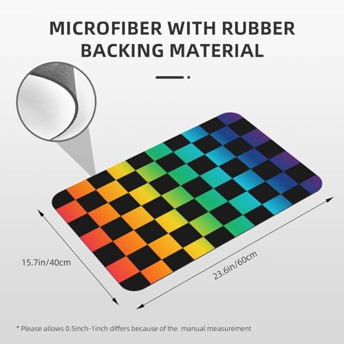 Black and Rainbow Checkered Bath Mat Rugs 15.7x23.6 in, Diatomaceous Earth Bathroom Rug Fit Under Door Rubber Non-Slip Absorbent Bathroom Mat for Bathroom Kitchen Floor, Tub and Shower Sink - color: Checkered #01
