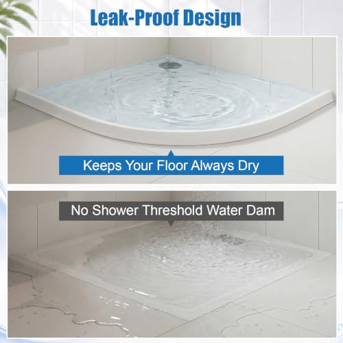 1.77" High Collapsible Shower Threshold Water Dam, 78 Inch Silicone Shower Water Splash Dam Guard Strip Barrier for Bathroom Floor, Wet and Dry Separation Bathroom and Kitchen(Curved) - style: Curved