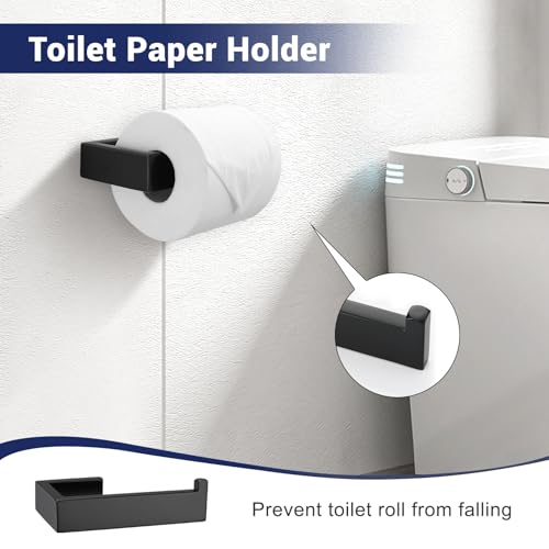Matte Black Bathroom Hardware Set, 4-Piece Bath Towel Bar Set SUS304 Stainless Steel Towel Rack Set for Bathroom, 23.6 inches Bathroom Towel Holder Set Wall Mounted - color: Matte Black, size: Set A
