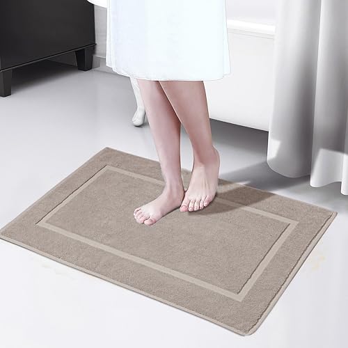 HILLFAIR 900 GSM Cotton Rug Bath Mats Pack of 2 (21x34 Inches), Absorbent Machine Washable Bath Mat for Hotel Spa Tub & Shower, Non Slip Floor Mat, Bathroom Decor Accessories: Stone - color: Stone, size: 2 Piece Towel Set