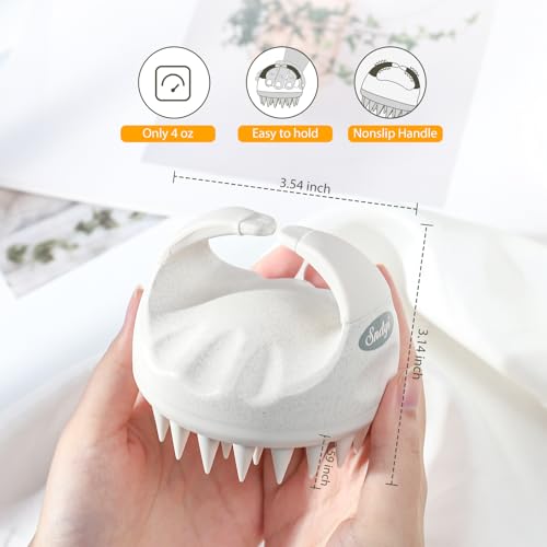 Sndyi Soft Silicone Scalp Massager for Dandruff Removal and Hair Growth - Wet Dry Scalp Exfoliator Brush for Scalp Care - Beige - color: Beige