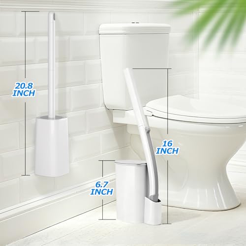Disposable Toilet Brush&Toilet Bowl Brush and Holder Set - Toilet Scrubber Brush,Toilet Bowl Cleaners,Household Essentials,Cleaning Supplies,White