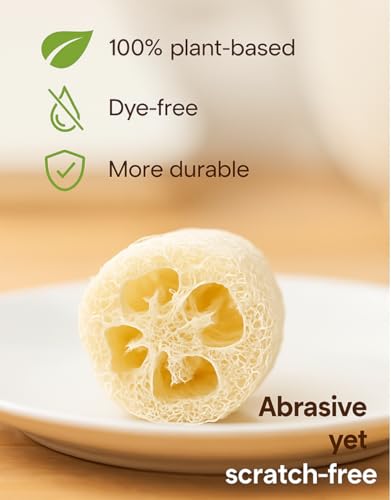 Loofah Body Scrubber Sponge 4-Pack - Natural Exfoliating Sponges for Bath & Shower, Biodegradable Luffa for Smooth & Glowing Skin, Spa Gift Set, Dye-Free, Vegan - size: 1 Count (Pack of 4)