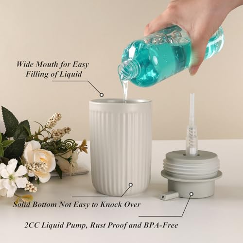 BosilunLife Grey Soap Dispenser Set - 2 Pack 12oz Ceramic Dish Soap Dispenser with Rust Proof Pump for Kitchen, Hand Soap and Lotion Set Suitable for Farmhouse Bathroom Decor - color: Grey-liquid Pump