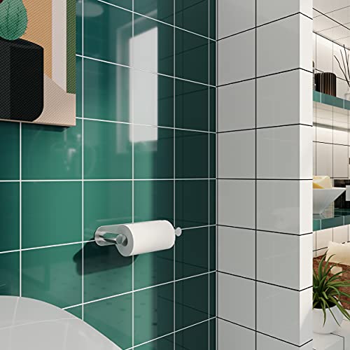 Adhesive Toilet Paper Holder Chrome Bathroom Double Post Pivoting Toilet Tissue Holder Polished Roll Holder Stick On No Drilling Stainless Steel and Zinc Alloy - color: Poilshed Chrome