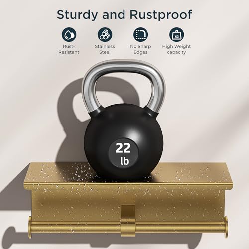 FORIOUS Double Toilet Paper Holder with Shelf, Wall Mount Tissue Roll Holder for Bathroom, 304 Stainless Steel Commercial Toilet Tissue Dispensers with Phone Shelf (1, Brushed Gold) - color: Brushed Gold