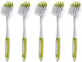 Dish Brush with Handle, Stiff Bristles Dish Scrubber for Pots, Pans & Sink Cleaning, 5 Pack - color: Yellow 5 Pack