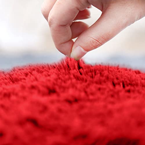 Red Solid Color Bath Rug Set, 3 Piece - Ultra Soft Non Slip Bath Mats, Plush Chenille Absorbent for Tub, Shower & Toilet (red) - color: Red