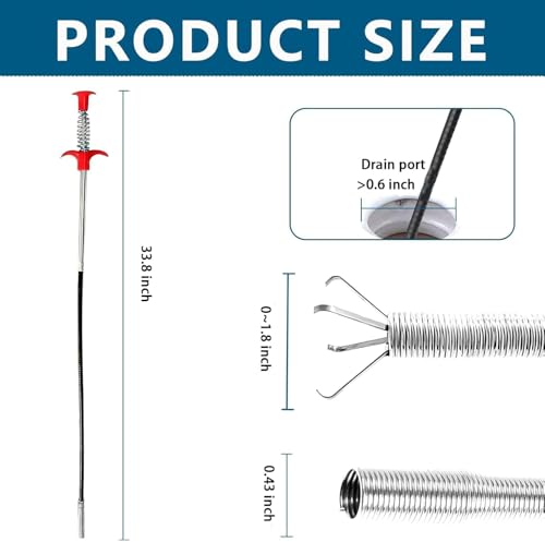 33 inch Drain Snake Flexible Grabber Claw – Toilet Snake Drain Claw for Clog Remover & Pick Up Small Items - color: 33inch