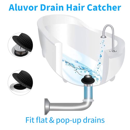 Aluvor Shower Drain Hair Catcher Bathtub Drain Cover Sink Drain Protector | Bathroom Sink & Bathtub Drain Strainer for Pop-Up & Regular Drains, Silver Black - color: Silver Black