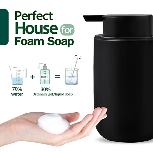 Foam Soap Dispenser Set - 2 Pack Black Ceramic Foaming Dish Hand Soap Dispenser with Black Pump for Bathroom, Bathroom Dispenser Set for Modern Home Farmhouse Decor - color: 2pcs Black, size: Foam dispenser