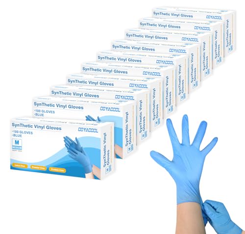 Disposable Gloves Medium, Nitrile and Vinyl Blend Material Gloves, Latex Free, 4 Mil,1000 Pc. Food Grade Glove for Cleaning, Food Prep, Hair Dye, Tattoo, Blue - color: Blue, size: Medium-1000pc