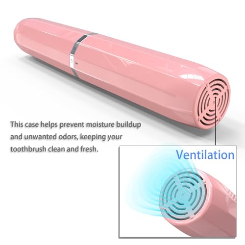 Long Ventilated Electric Toothbrush Travel Case, Portable Holder, Fits Most Standard Straight Electric Toothbrushes (Pink) - color: Pink