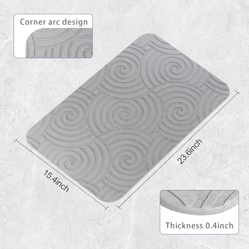 2 Pack Stone Bath Mat Diatomaceous Earth Shower Mat Non-Slip Super Absorbent Quick Drying Diatomite Stone Mats for Bathroom Floor Kitchen (Light Grey, 24x15) - color: Light Grey Circle