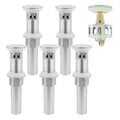 Bathroom Sink Drain,5 Pack Drain Stopper with Overflow,Small Cap Pop Up Drain Assembly with Detachable Strainer Basket,Built-in Anti-Clogging, Stainless Steel Nut Brushed Nickel - color: 5 Pack-brushed Nickel-small Cap, style: With Overflow