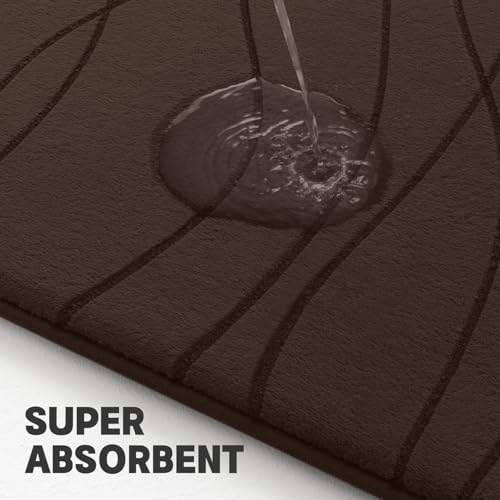 YIHOUSE Bathroom Rugs Set 2 Piece, Memory Foam Bath Mat Brown | U Shaped+Small Mat, Ultra Soft, Absorbent, Non-Slip, Machine Washable, for Bathroom, Sink and Toilet - color: Brown, size: 2' x 1'5" (Rectangular)