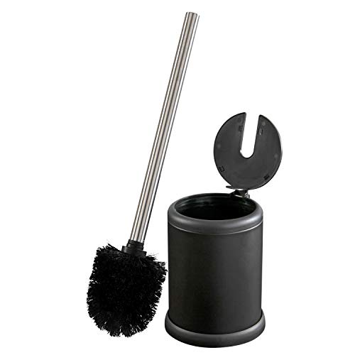 Bath Bliss Toilet Brush and Holder | Self Closing Lid | 360 Degree Brush Head | Bathroom Cleaning | Compact Size | Storage and Organization | Matte Black - color: Matte Black, size: 1 Pack