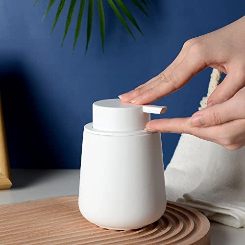 Bosilunlife Ceramic Foaming Soap Dispenser - 12Oz Bathroom Countertop Kitchen Dish Soap Pump Dispenser Foam Soap Dispenser - Rubber Paint White - color: Rubber White
