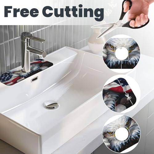 American Eagle Flag Kitchen sink faucet pad, strong water absorption, anti slip, easy to clean, very suitable for splash and drip prevention, suitable for kitchens and bathrooms - color: American Eagle Flag
