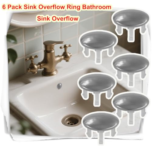 6 Pack Stainless Sink Basin Trim Overflow Cover,Sink Overflow Trim Ring Steel Round Hole Cover,Basin Trim Ring Insert in Hole Round Caps for Home,Sink,Bathroom,Kitchen - color: Single-layer Spherical