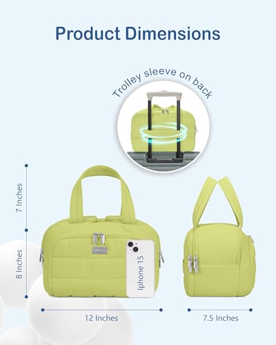 TOPDesign Travel Toiletry Bag for Women, Puffer Large Toiletry Bag, Lightweight Cosmetic Makeup Organizer with Handle for Traveling, Accessories, Essentials, Toiletries (Light Green) - color: Light Green