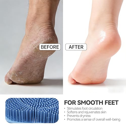 ozner Silicone Shower Foot Scrubber Mat,Back Washer Bath Wash Pad Exfoliating & Massage, Wall Mounted Slip Strong Suction Cups for Use in Cleaner Men and Women (Blue) - color: Blue