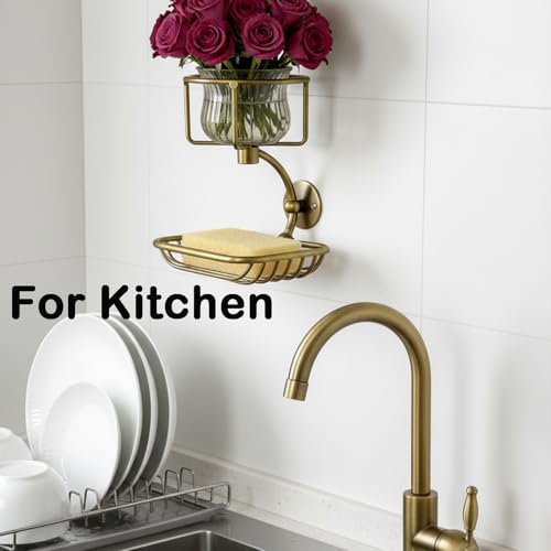 Bar Soap Holder Wall Mounted, Soap Container with Candle/Vase Holder, Farmhouse Elegant Rustic Bathroom Decor, Soap Dish for Shower Bathtub - color: Vintage