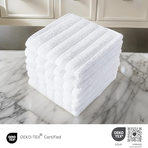 Classic Turkish Towels CTT Premium 6 Piece Hand Towels Set, 100% Turkish Cotton, Quick Dry & Comfy Towels for Hotel & Spa, Highly Absorbent | 20"x32" (White) - color: White, size: 6-Piece Hand Towel Set