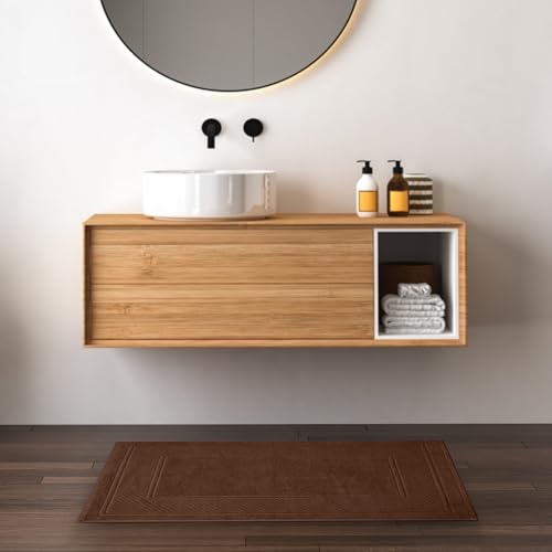 Avalon Towels Brown Bath Mat - 100% Cotton Set of 4 Absorbent Bathmat - Bathroom Mats Quick Dry Bath Mats for Bathrooms (22x34 Inches) - color: Brown, size: Pack of 4