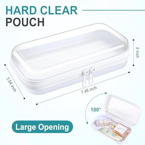 Sanwuta 10 Pcs Hard Zipper Case Clear Hard Pouches Plastic Zipper Pencil Box Toy Storage Bins Portable Plastic Containers for Travel Toiletry Office Cosmetic Blocks Puzzles Organizer (S) - size: S