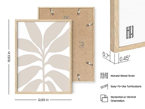 HAUS AND HUES Neutral Wall Decor - Set of 3 Minimalist Art, Boho Art Decor for Living Room, Frameable Botanical Prints (Beige Frame, 12x16) - color: Beige Leaves, size: 12"L x 16"W, style: Beige Framed