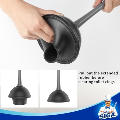 MR.SIGA Toilet Plunger and Bowl Brush Combo for Bathroom Cleaning, Gray, 1 Set - color: Gray