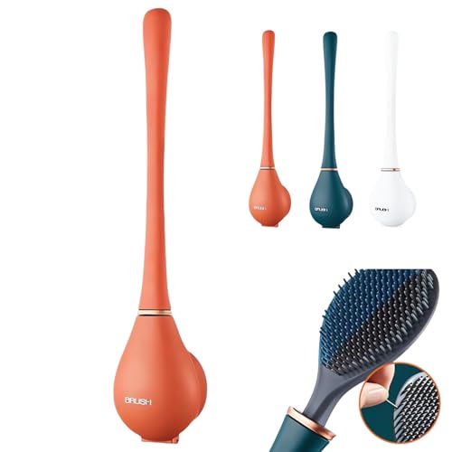 Modern Flexible Silicone Toilet Caspa for Home 2025 Upgrade Silicone Toilet Brush Ergonomic Toilet Brush and Holder Set Toilet Bowl Brush Wall Mounted Toilet Brush for Dead Corner Clean (Orange) - color: Orange