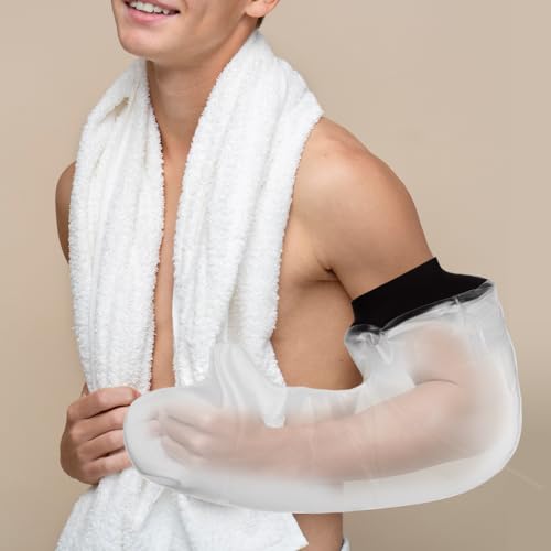 Cast Covers for Shower Arm, Waterproof Cast Cover, Cast Cover for Swimming, Cast Protector for Show Adult, Elbow, Hand, Elbow, Upper Arm (Diameter - 7.9") Extra Long - color: Full Arm L, style: Soft Black